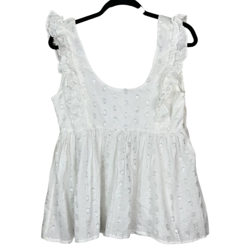 Jachs Girlfriend New York Polka Dot White Ruffle Top